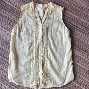 Yellow Button Down Sleeveless Shirt.